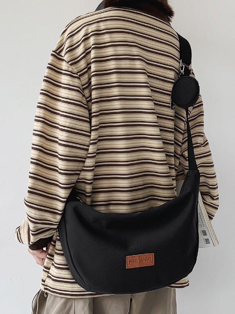 Letter Graphic Hobo Bag Black With Coin Purse For School