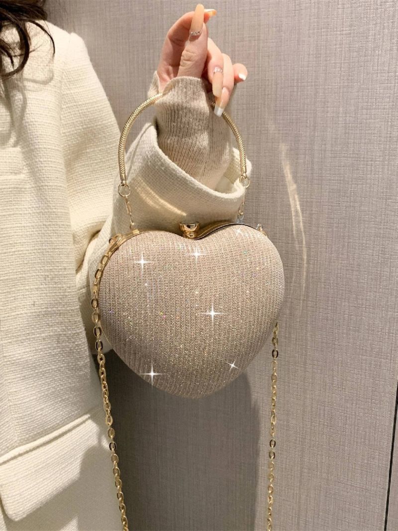 Luxury Handbag Clutch Purses Heart Shape Chain Women Ladies Evening Bag