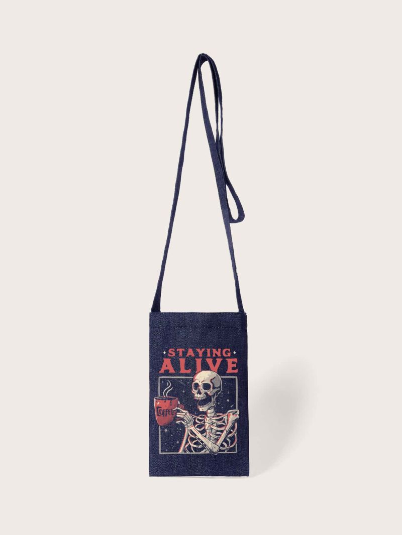 X Eduely Skeleton & Letter Graphic Phone Wallet