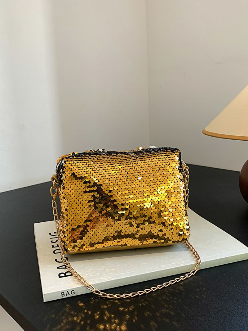 Mini Sequin Decor Chain Square Bag