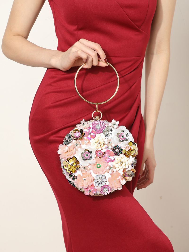 Mini Sequin & Flower Decor Circle Bag