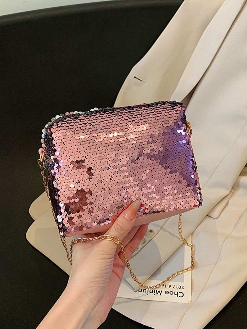 Mini Sequin Decor Chain Square Bag