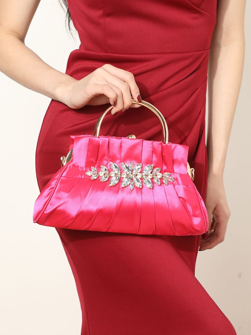 Rhinestone Decor Ruched Bag