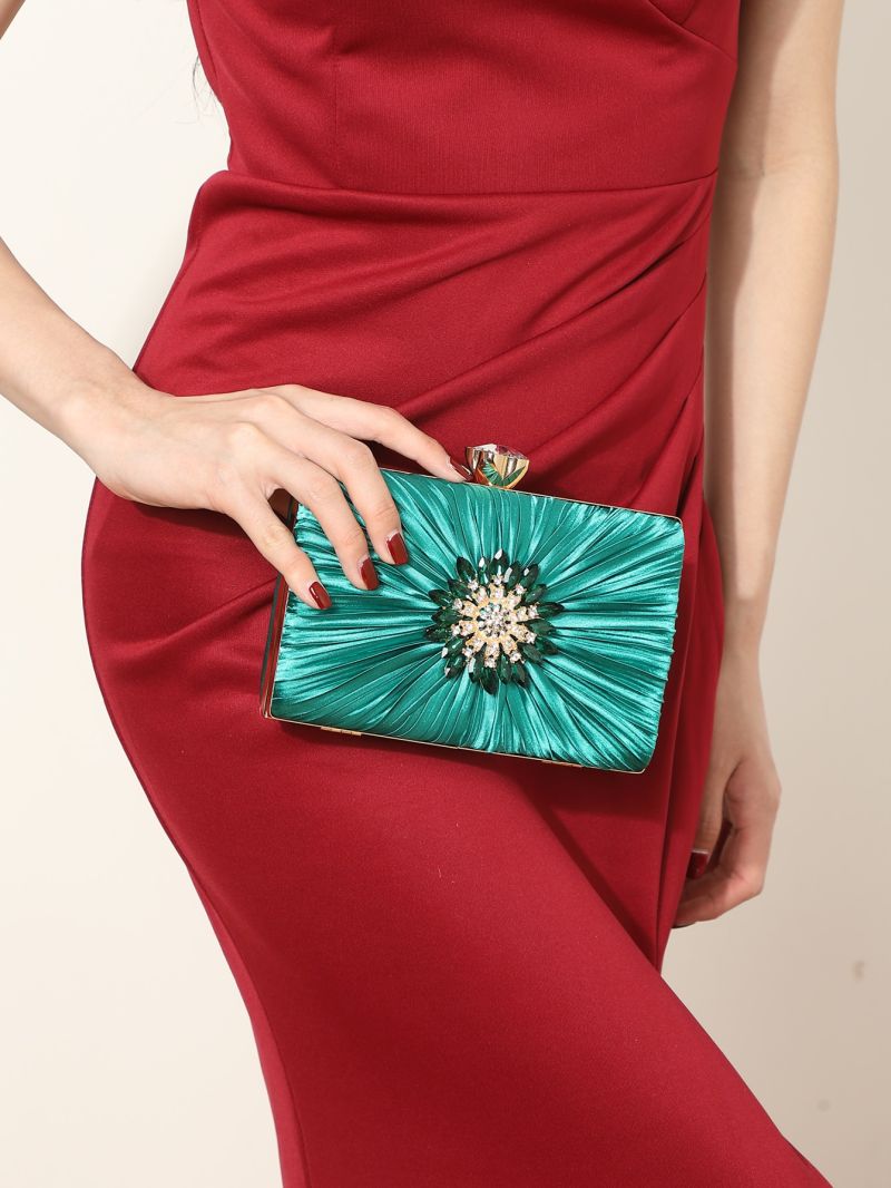Mini Rhinestone Decor Ruched Bag
