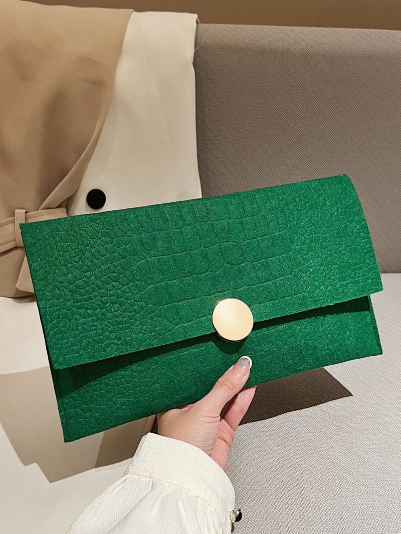 Crocodile Embossed Metal Decor Flap Square Bag