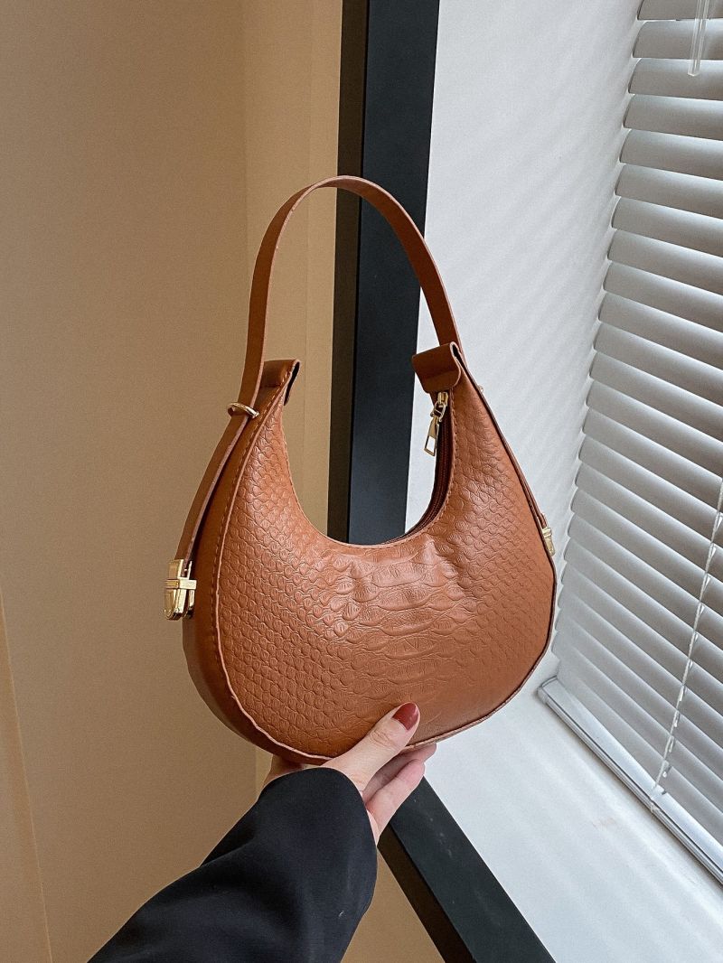 Snakeskin Embossed Hobo Bag