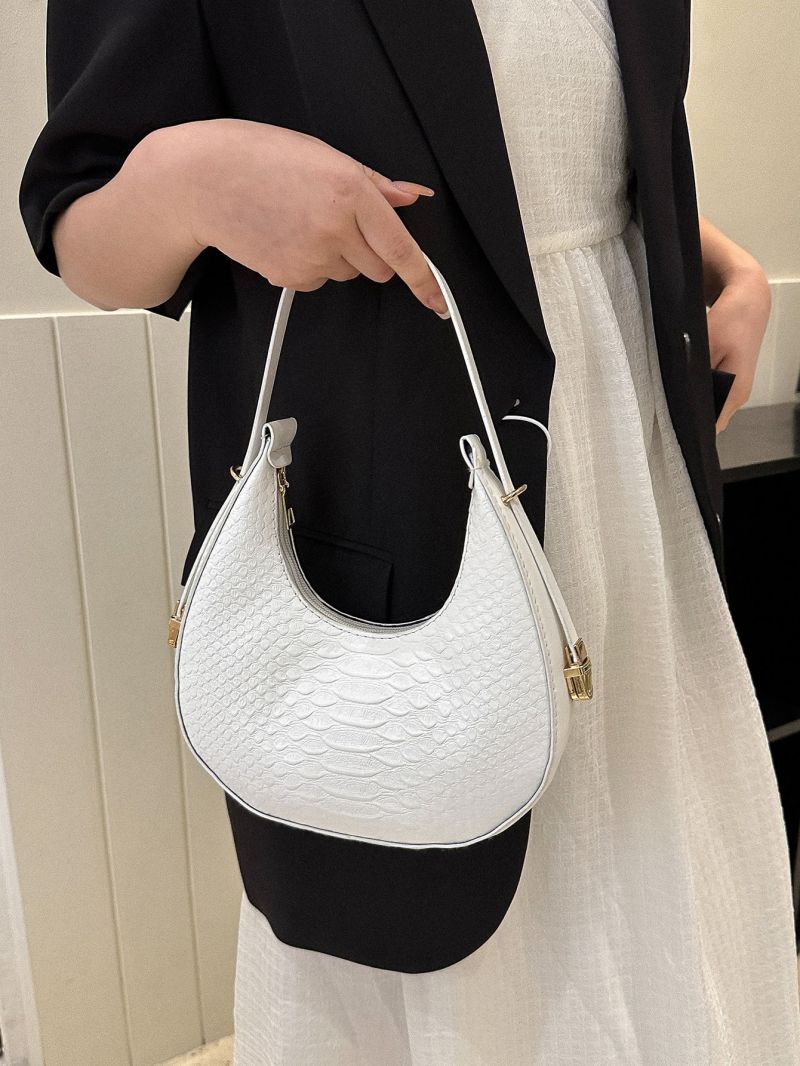 Snakeskin Embossed Hobo Bag