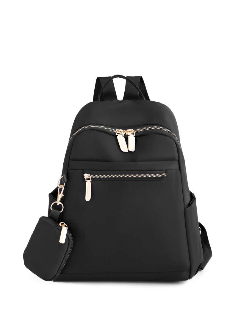Minimalist Classic Backpack Zipper Front Fashion Backpack With Coin Purse