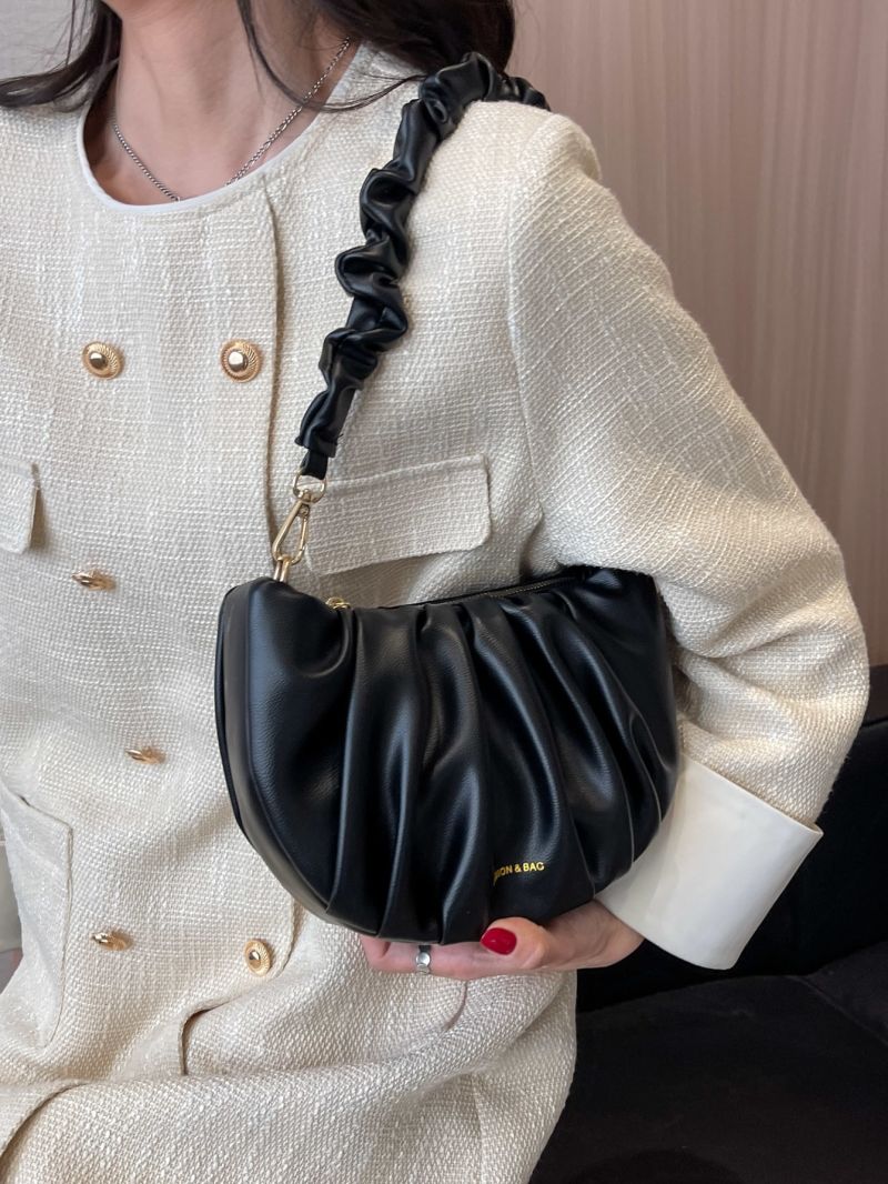 Letter Print Ruched Bag