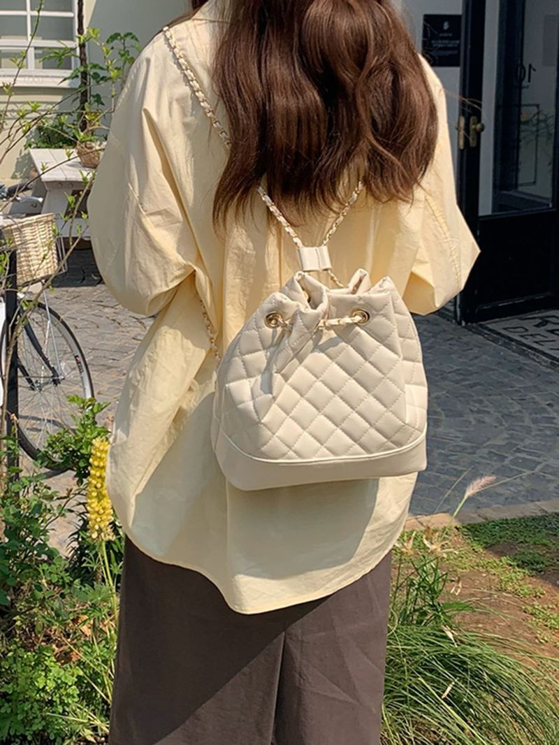 Mini Quilted Drawstring Design Bucket Bag