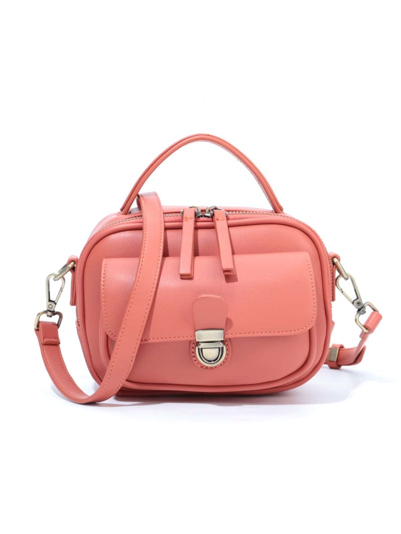 Minimalist Square Bag Push Lock Top Handle Mini