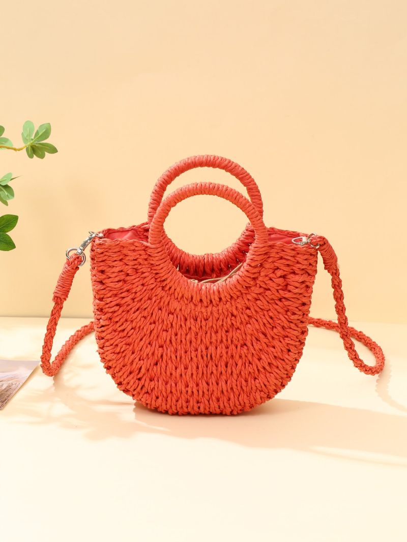 Woven Straw Crossbody Bag Mini Summer Beach Single Shoulder Strap Bag for Beach