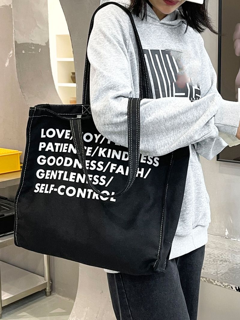 Slogan Graphic Shopper Bag
