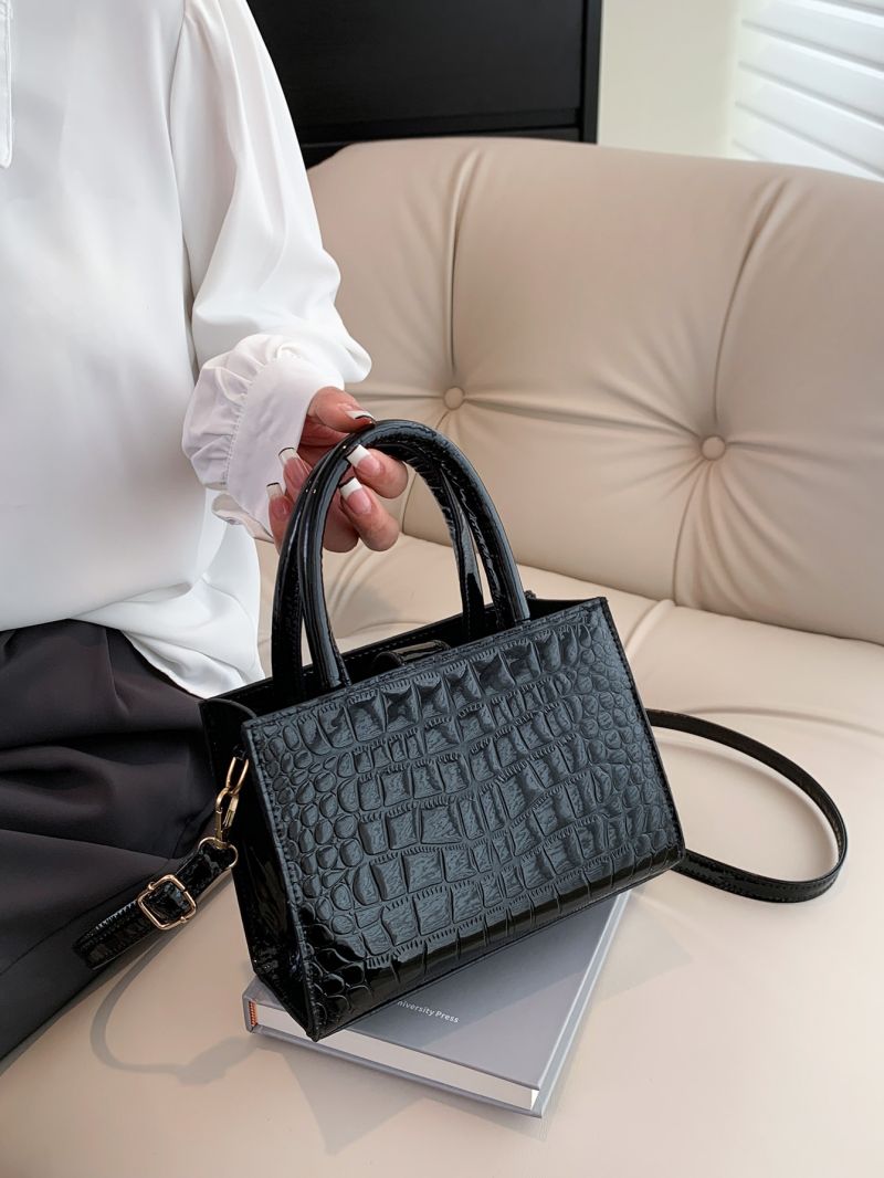 Mini Square Bag Crocodile Embossed PU Elegant For Daily Life