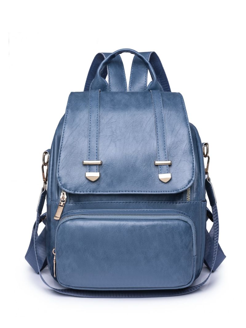 Metal Decor Flap Backpack