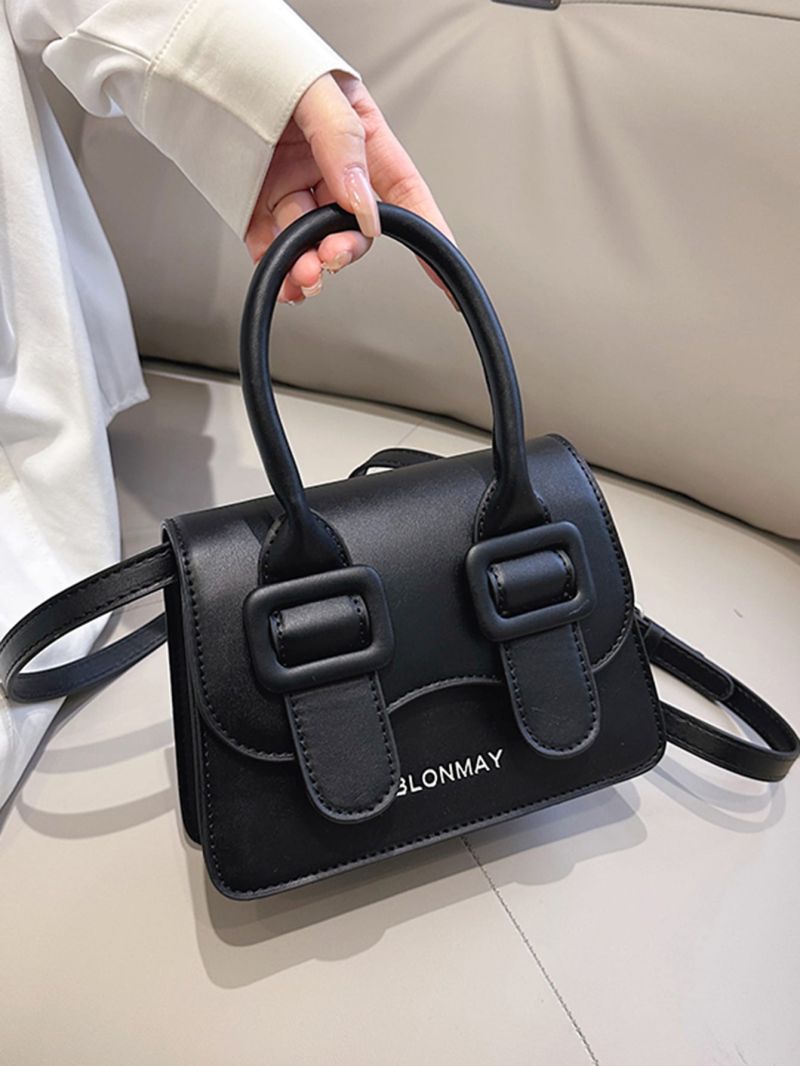 Mini Letter Print Flap Square Bag