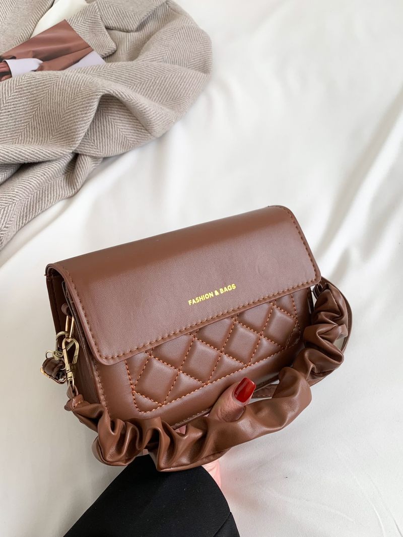Mini Letter Detail Satchel Bag Brown Square Bag