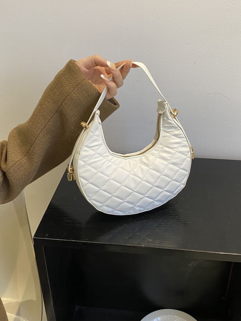 Quilted Pattern Shoulder Bag Minimalist Hobo Bag