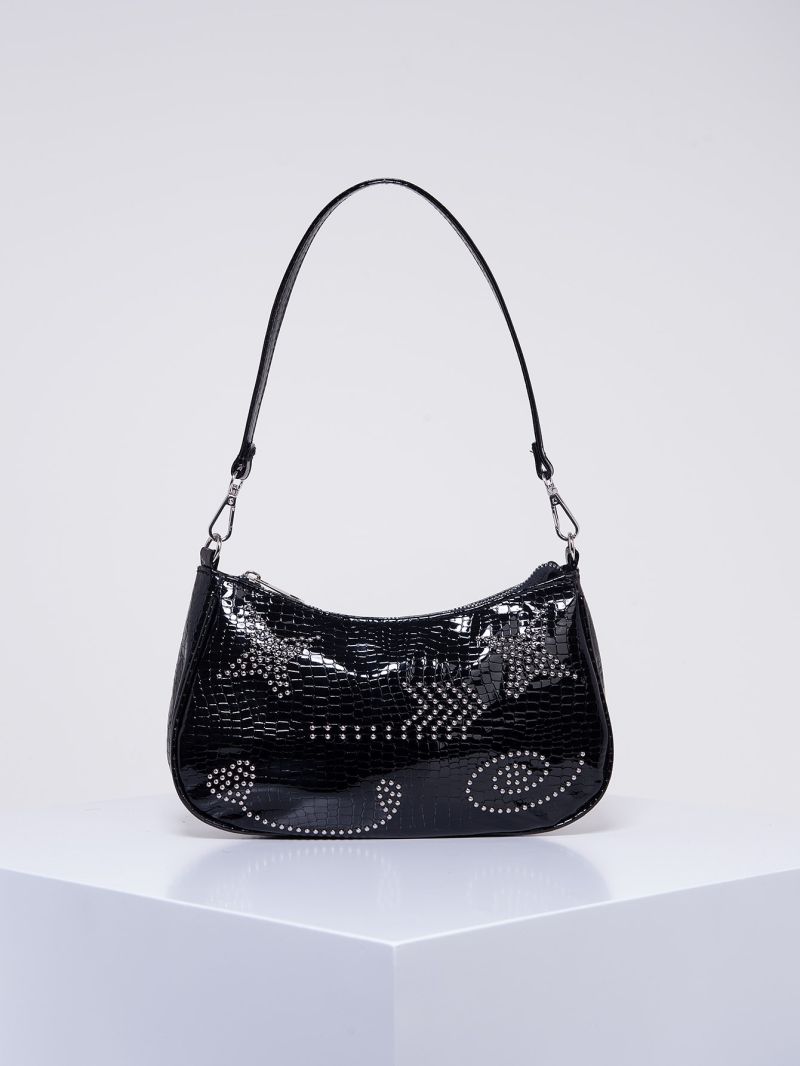 Studded Decor Baguette Bag