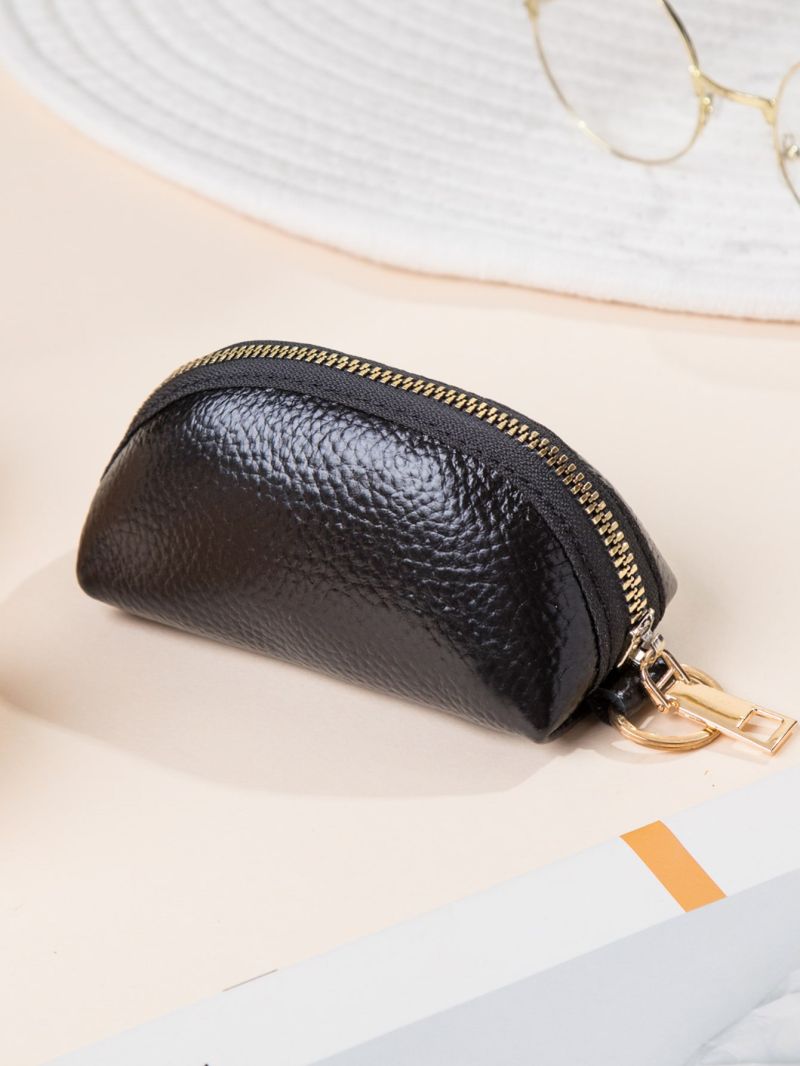 Litchi Embossed Key Case Black Fashionable