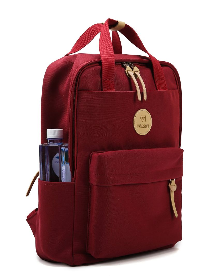 Patch Detail Classic Backpack Oversized Preppy For School