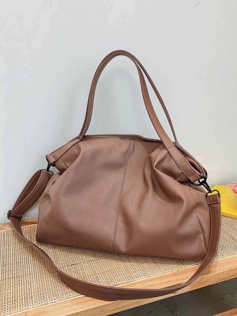 Minimalist Shoulder Tote Bag Brown Oversized For Business Office