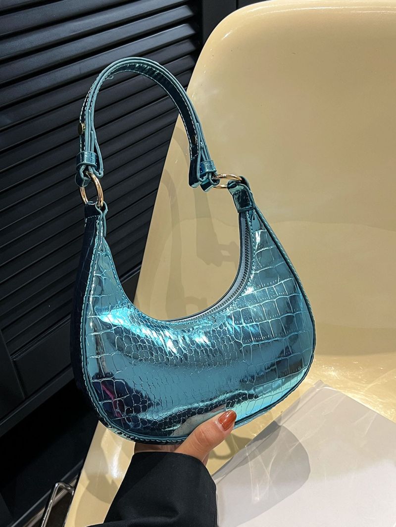 Croc Embossed Baguette Bag