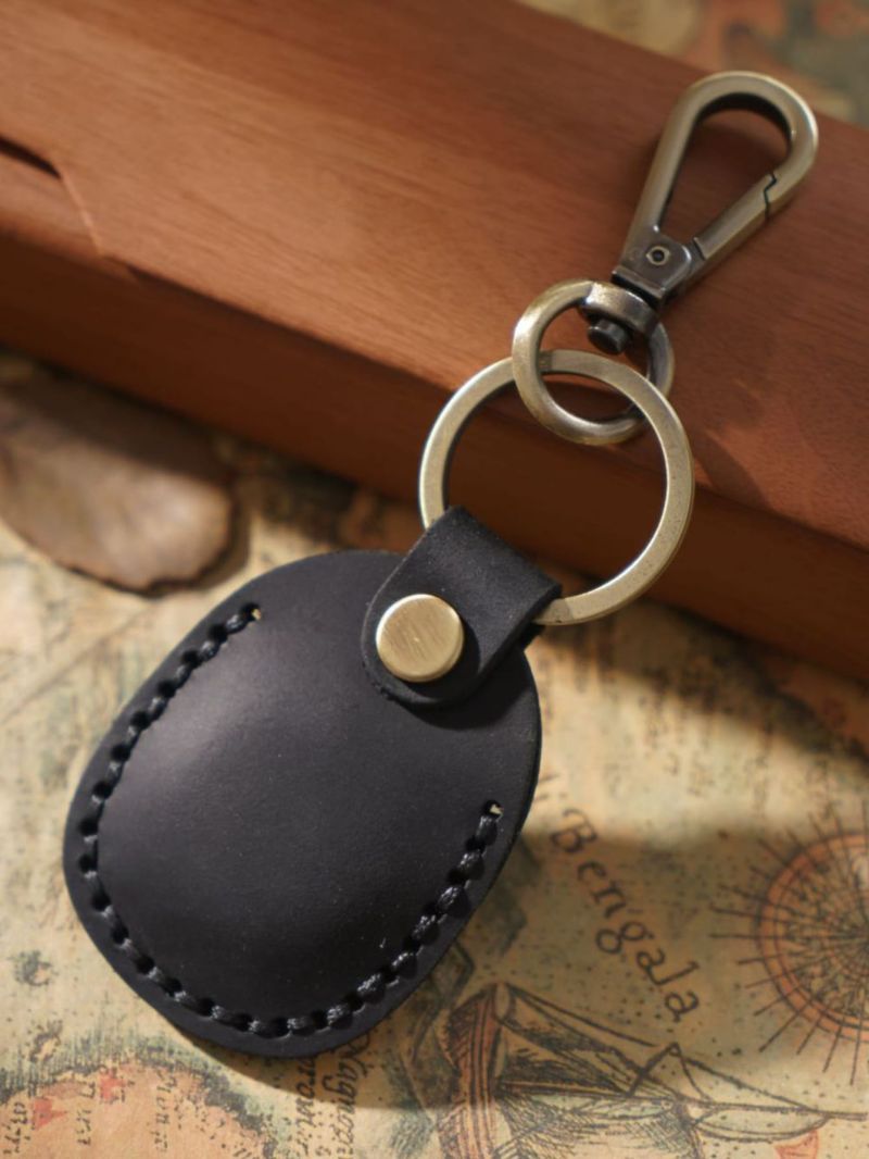 Genuine Leather 1pc Round Water Drop Access Card Protective Case Fashion Keyring Card Bag Vintage
