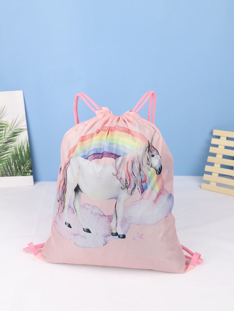 Unicorn & Rainbow Graphic Drawstring Backpack Cute