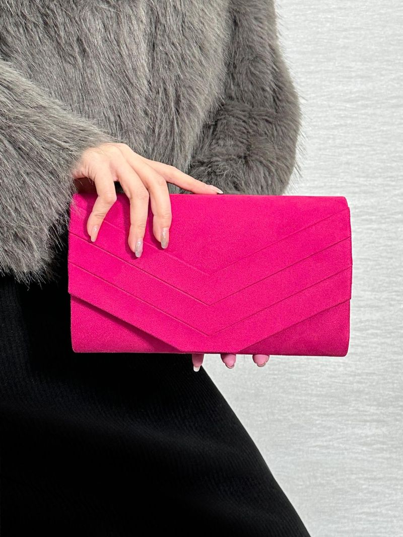 Minimalist Envelope Bag Velvet Red For Party Prom