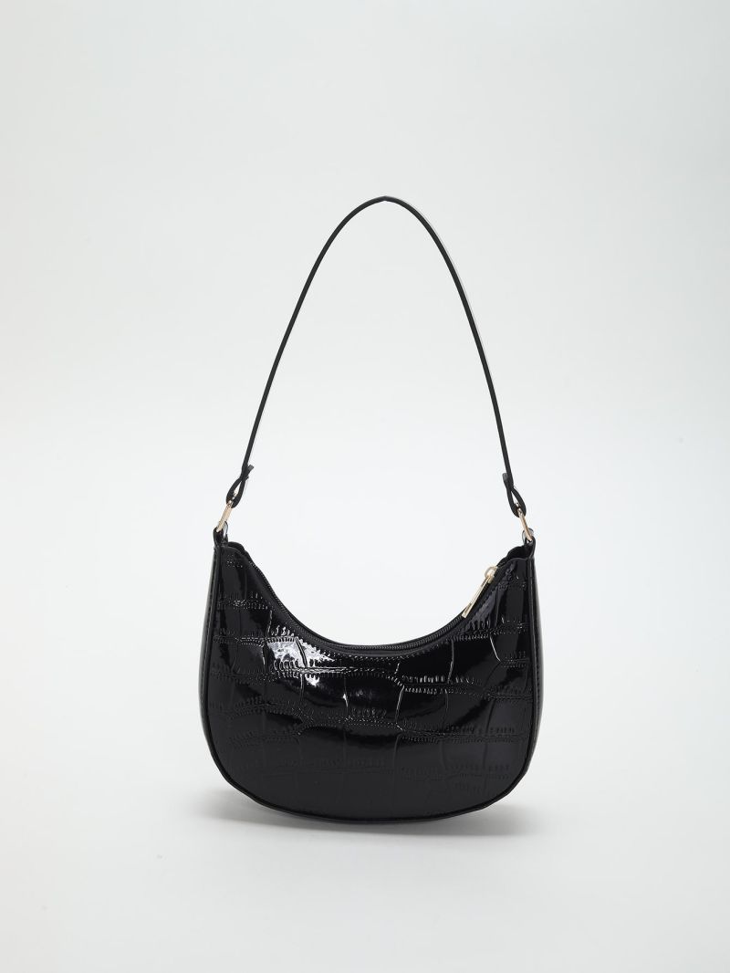 Crocodile Embossed Hobo Bag Zipper Funky for Outdoor