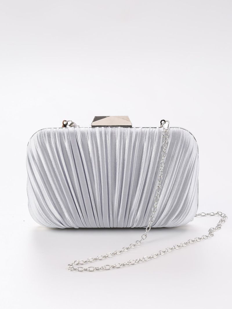 Mini Elegant Box Bag With Chain Pleated Detail For Party