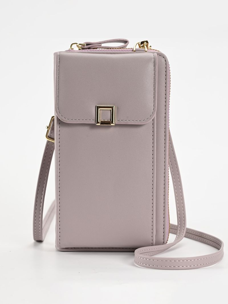 Minimalist Phone Wallet Metal Decor Purple