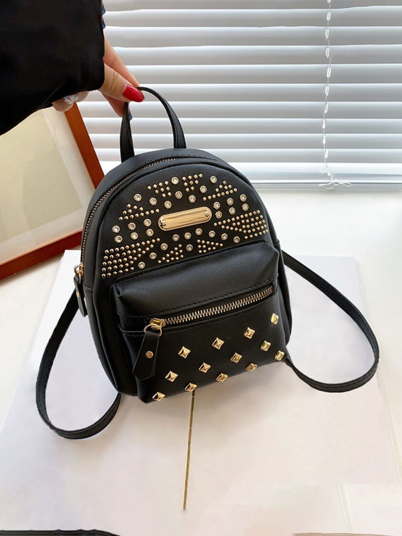 Studded & Rhinestone Decor Classic Backpack Mini For Daily