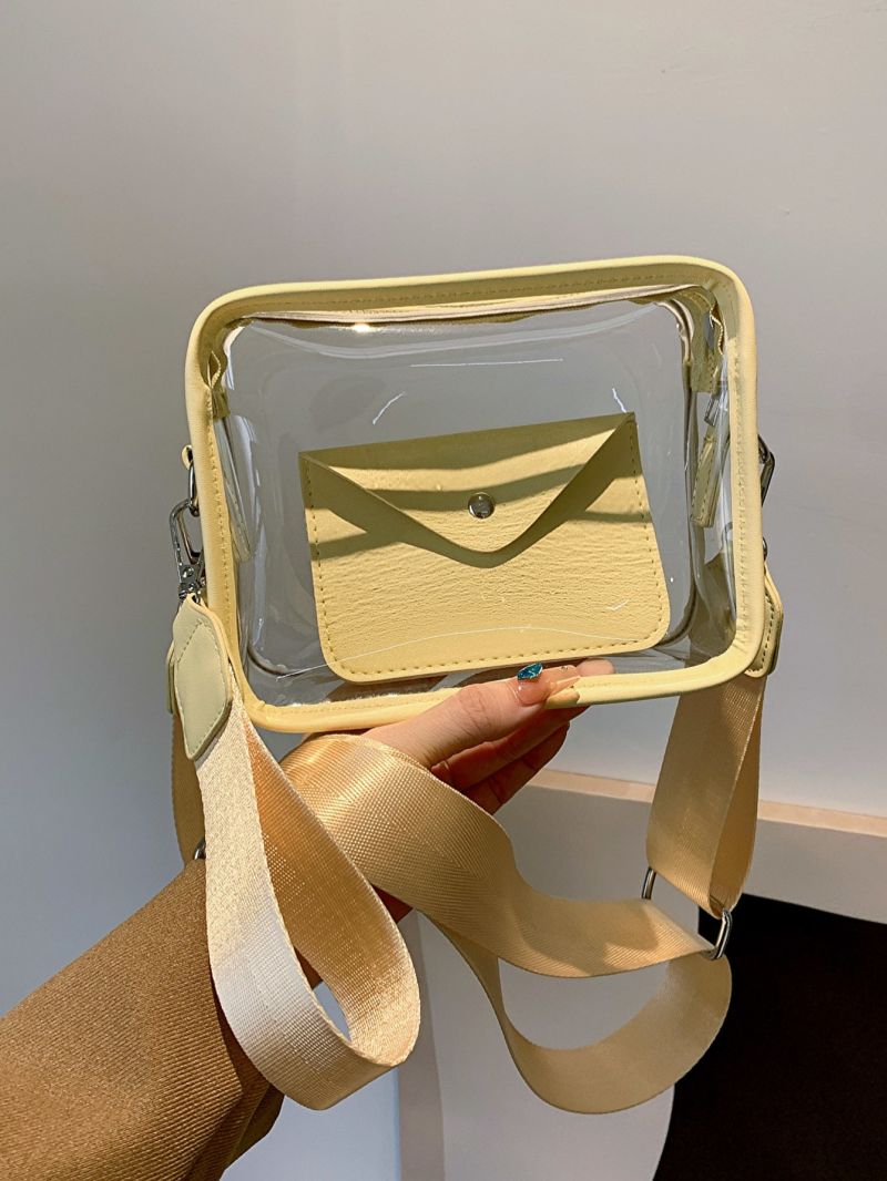 Mini Clear Square Bag With Inner Pouch Contrast Binding Plastic