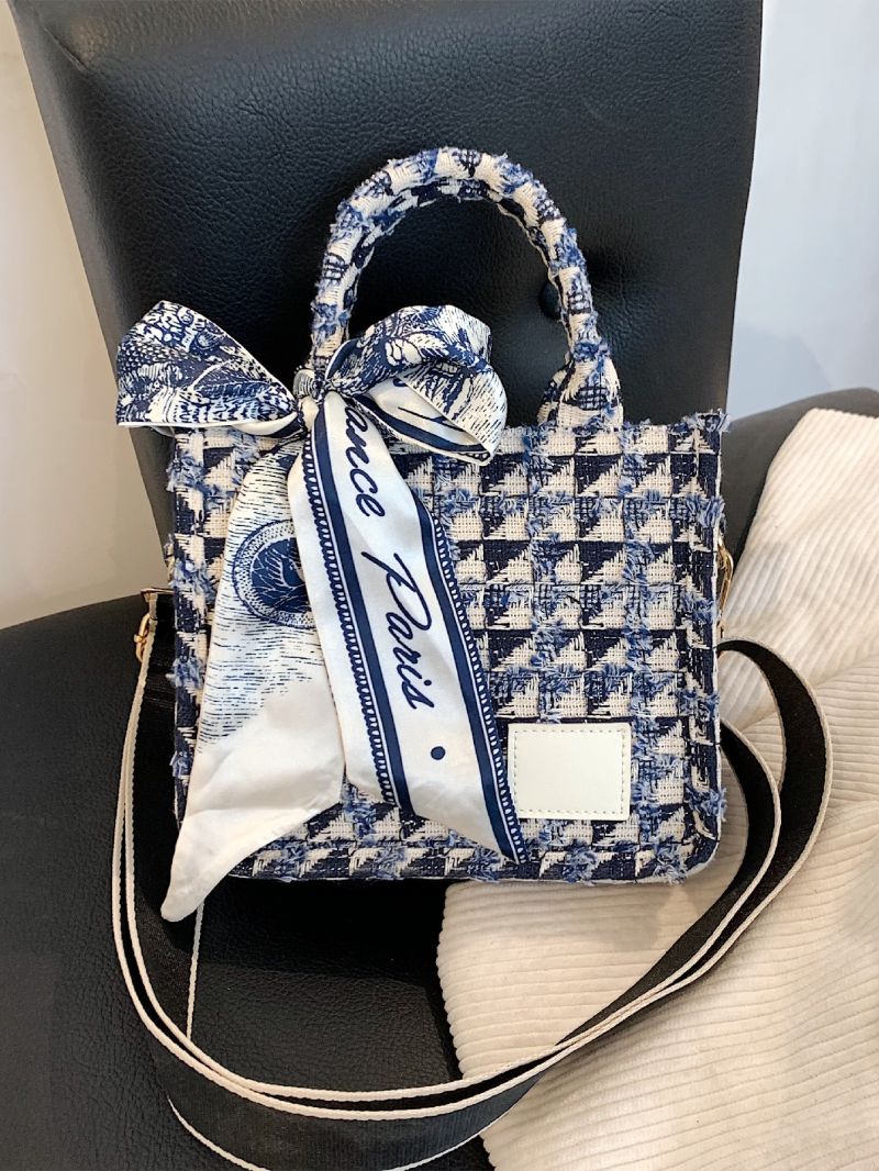 Mini Houndstooth Pattern Twilly Scarf Decor Square Bag for Women