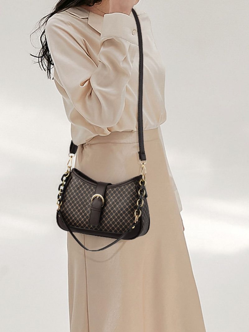 Geometric Pattern Chain & Buckle Decor Hobo Bag for Women