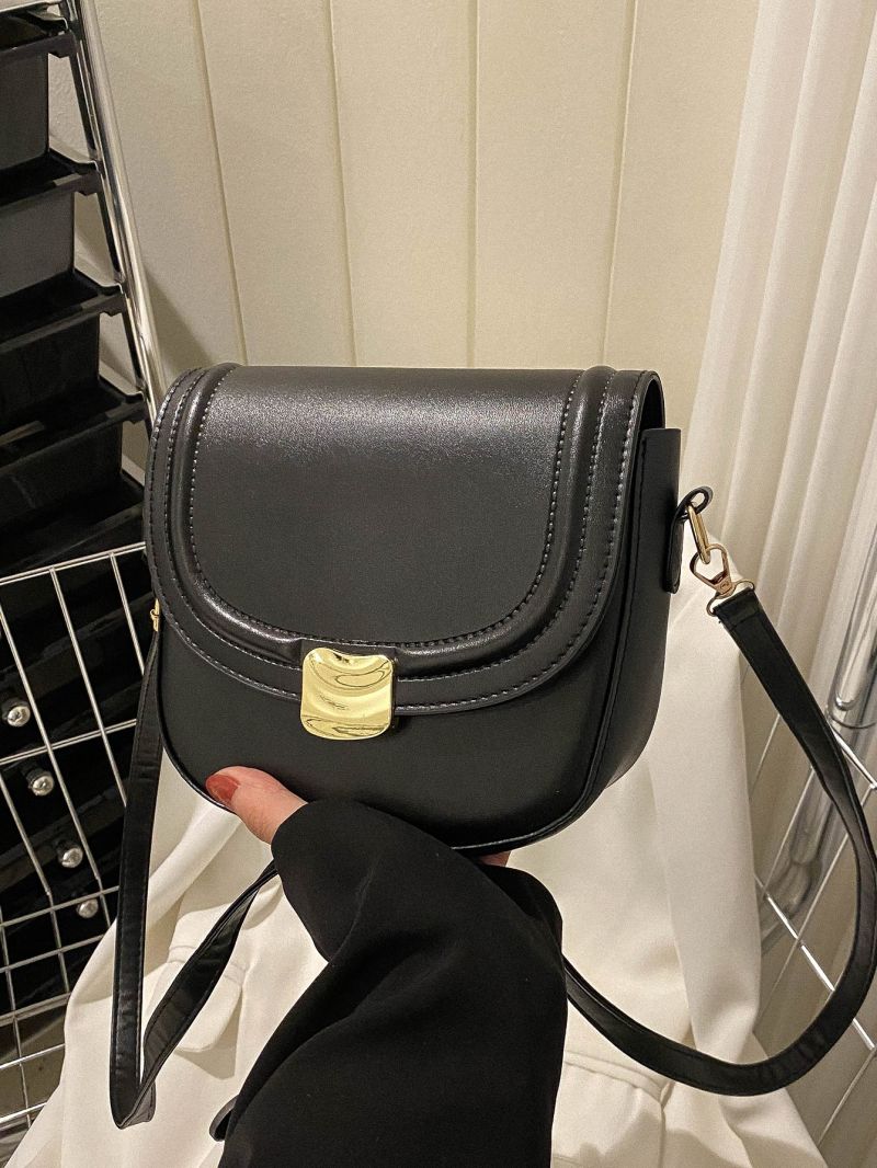 Mini Black Flap Fashion Saddle Bag for Work & Office