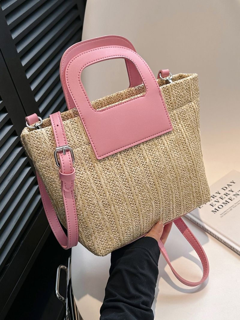 Two Tone Straw Bag Vacation For Summer