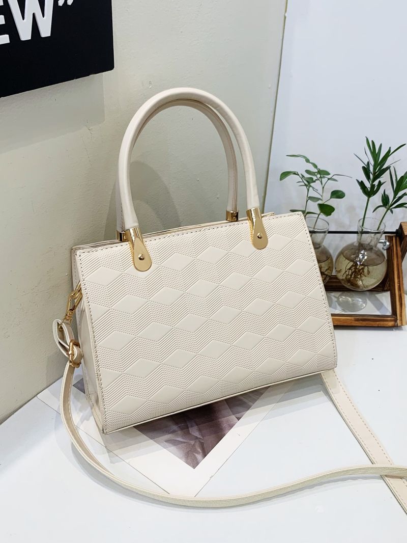 Geometric Embossed Square Bag PU For Daily Life