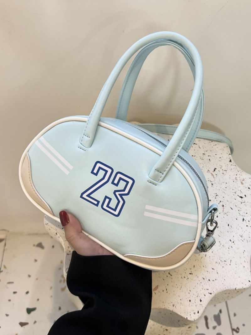 Number Print Square Bag Double Handle