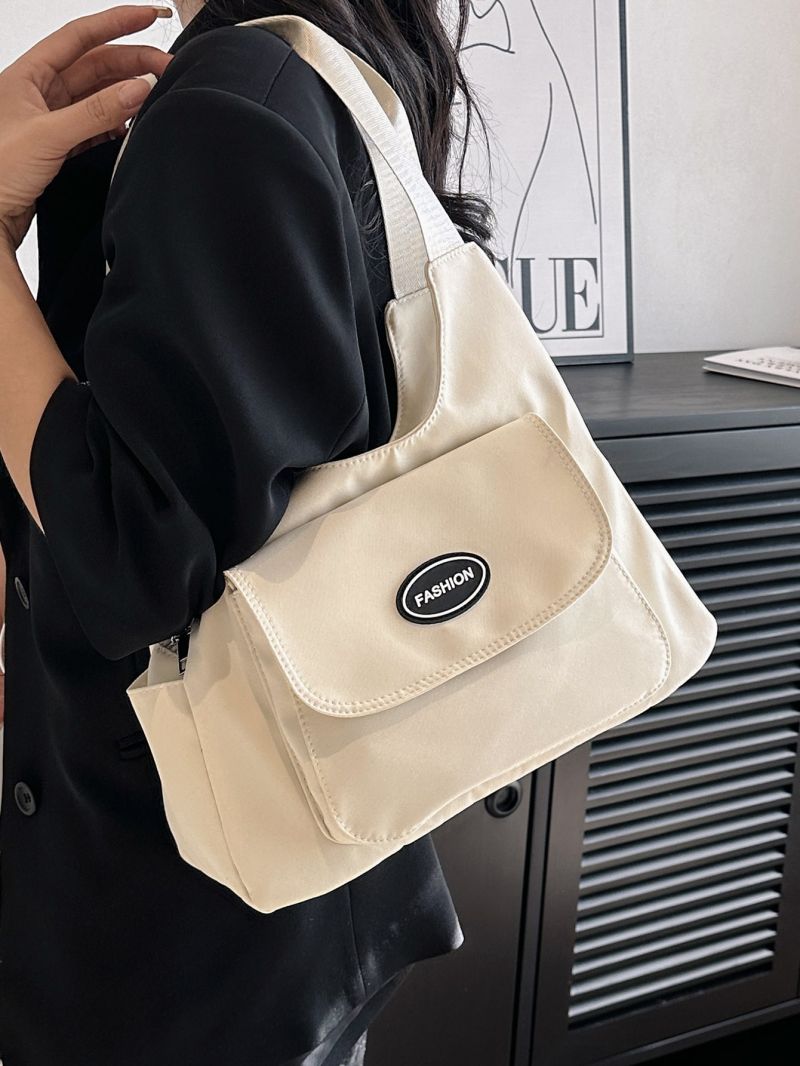 Letter Patch Detail Shopper Bag Polyester