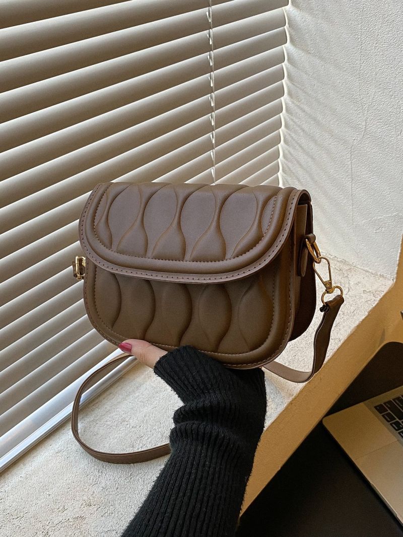 Mini Saddle Bag Embossed Detail PU Flap For Daily Life