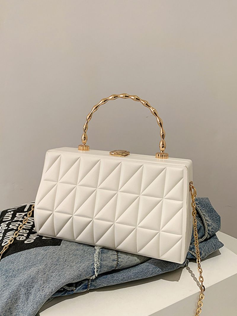 Quilted Pattern Box Bag Top Handle Fashion