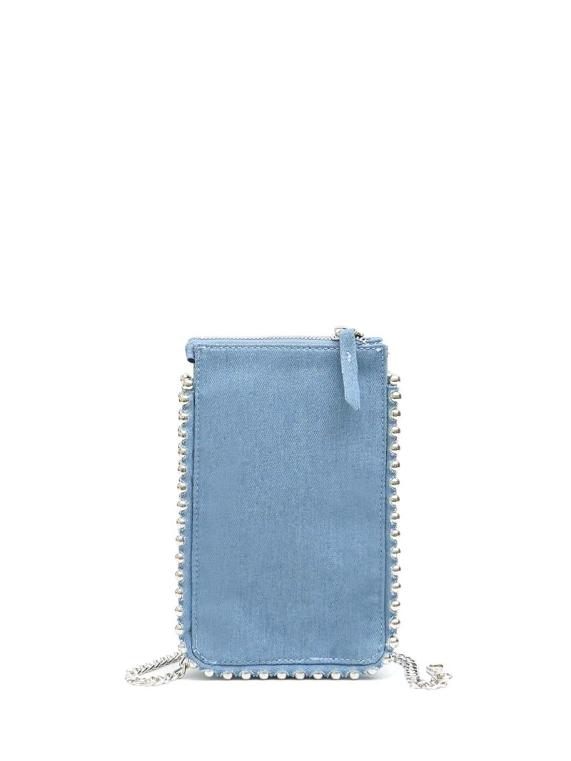 Mini Beaded Square Bag Zipper Blue