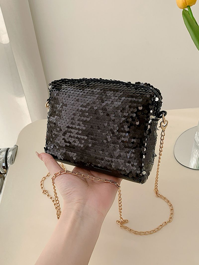 Mini Square Bag Sequin Decor Chain Strap