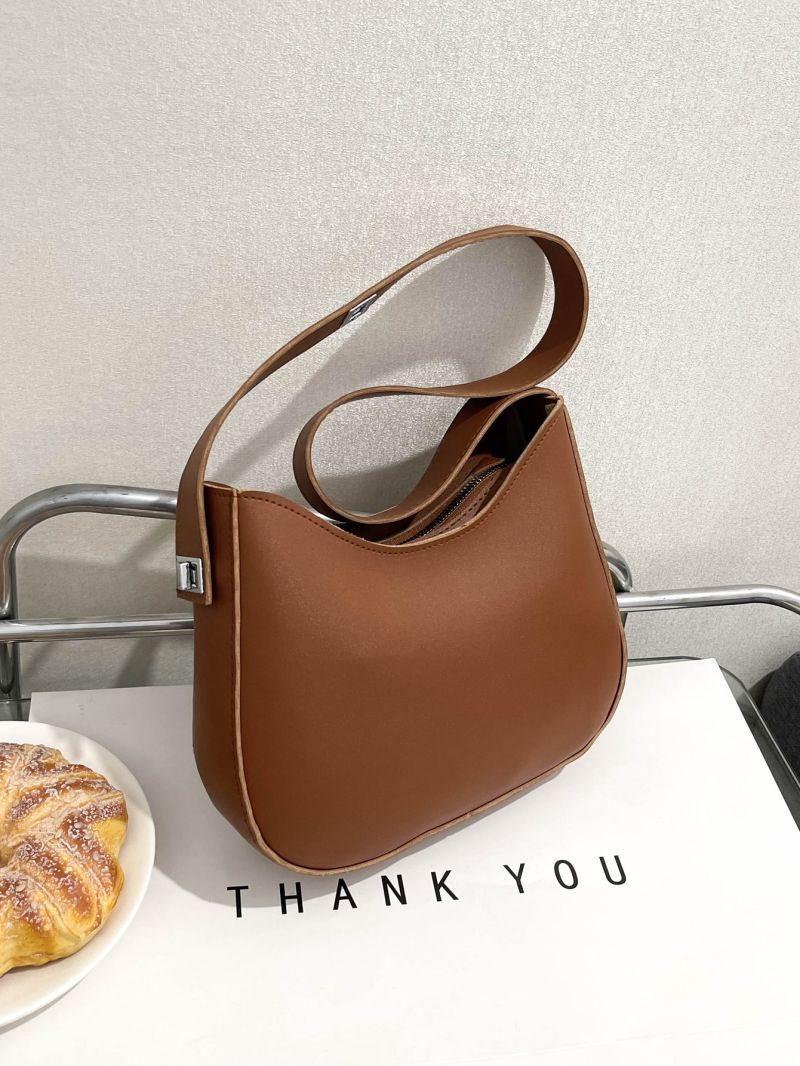 Minimalist Hobo Bag PU Brown