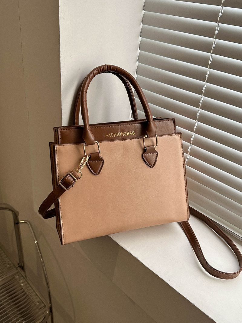 Small Two Tone Square Bag Letter Graphic