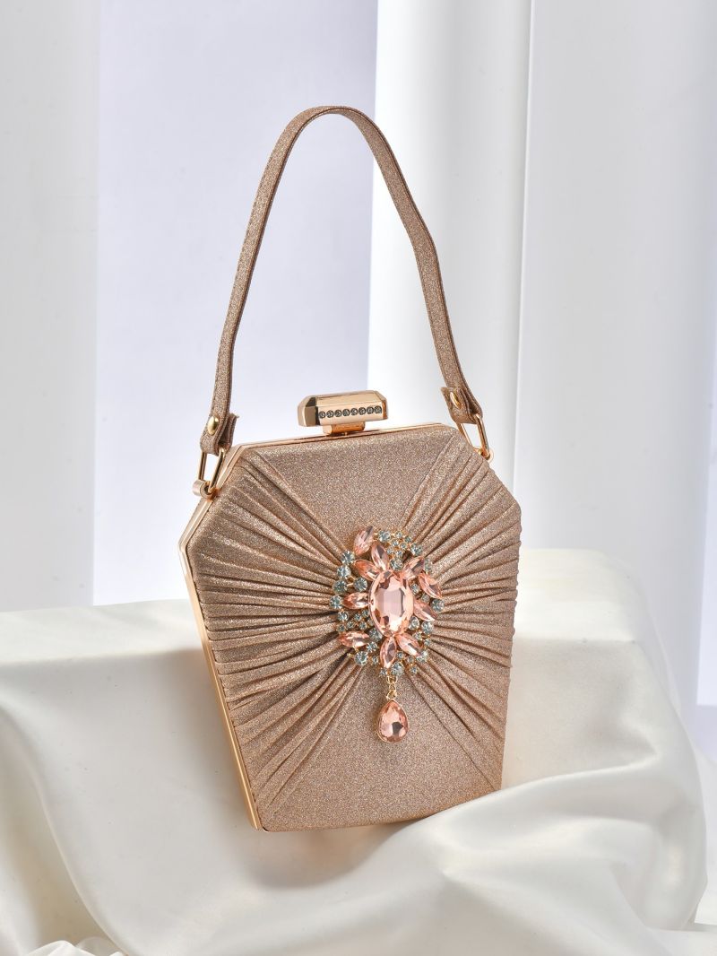 Mini Box Bag Glamorous Rhinestone Decor Chain Glitter For Party