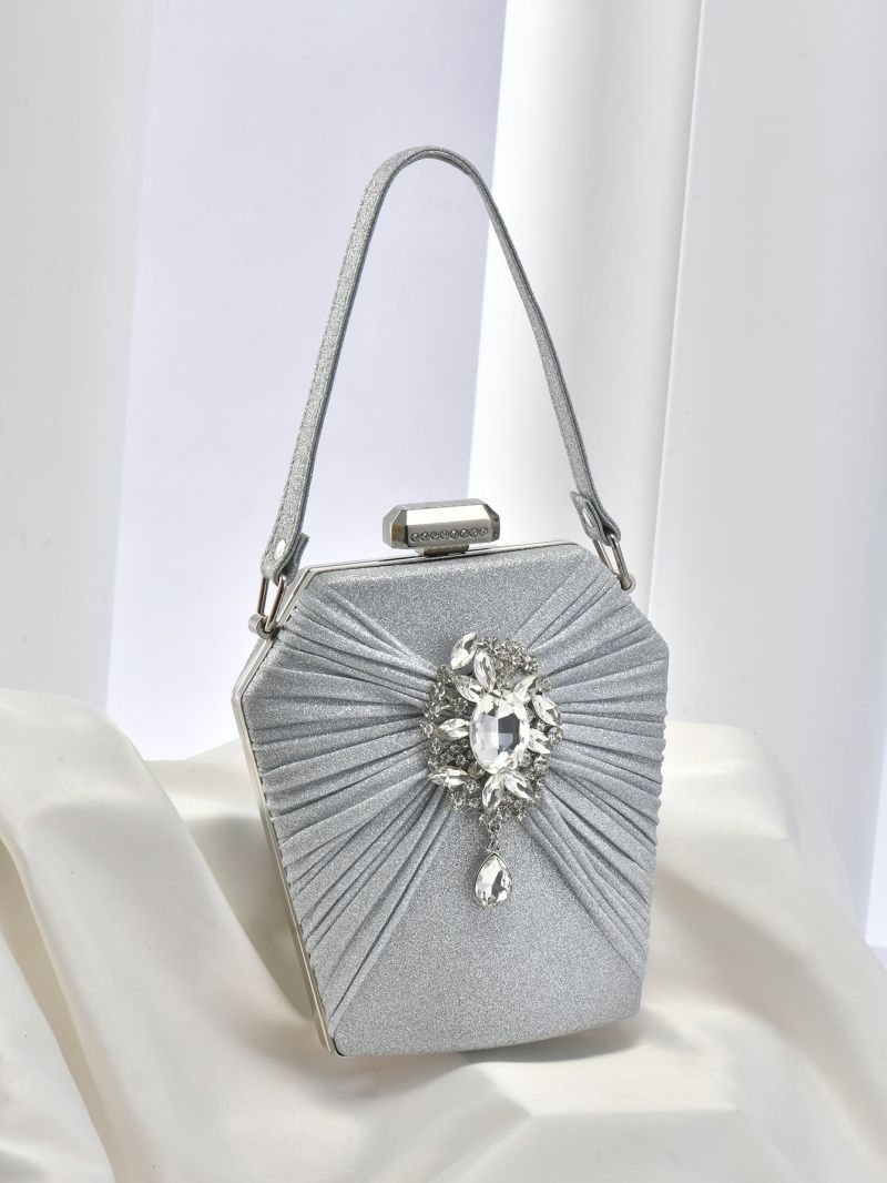 Mini Box Bag Glamorous Rhinestone Decor Chain Glitter For Party